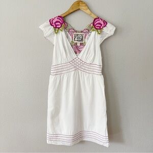 Chelsea & Violet Babydoll Cotton Embroidered Flowers White Dress S Fairycore